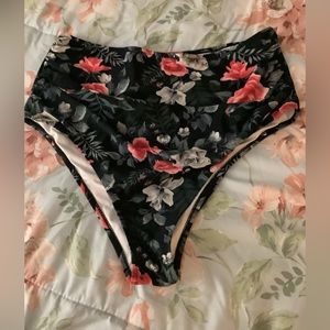 Tankini floral Rose black pink size XL high waisted very pretty zig zag …